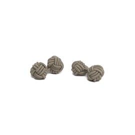 Jacob Alexander Pair of Solid Color Silk Knot Cufflinks - Tan