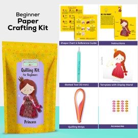 MY CREATIVE CAMP Beginner Princess Quilling Kit -DIY Paper Quilling Kit for Kids & Adults,Paper Craft Kit,Crafts for Adults,Party Favor,Christmas Stocking Stuffer,1 Project with Instruction & Supplies