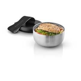 EVA SOLO To Go Lunch Box Keeps Food Cold for a Long Time After It Has Been Removed From the Fridge – Thermal Container & Double-Walled Lid Includes Elastic Band | Steel/Black