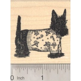 RubberHedgehog Christmas Scottish Terrier Dog in Sweater Rubber Stamp Scottie, Scotty H19508 WM