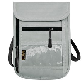 RFID Blocking Travel Neck Wallet Pouch and Passport Holder，Travel Neck Pouch Passport Holder for Women & Men, Grey, Minimalist