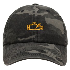 JPAK Check Engine Light Premium Dad Hat Embroidered Cotton Baseball Cap Car Racer Black Camo