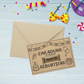 DAWRIS 15 Invitation Cards for Children's Birthday Party Kraft Paper, Birthday Invitations Party Invitations, 10 Envelopes Invitation Birthday Party Boys Girls Children