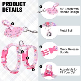 BEAUTYZOO Cat Harness and Leash Set Escape Proof for Walking, Kitten Soft Adjustable Vest Harnesses for Small Medium Large Cats, Easy Control Breathable Plaid Ribbon Nylon for Outdoor Indoor Use