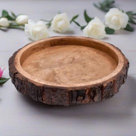 WoWsome Round Shape Wooden Serving Tray, Mango Wooden Trays for Decoration, Home, Kitchen & Dinning Table, Pack of One | Handmade Serving Tray