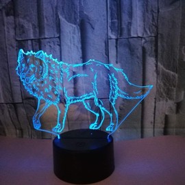 HPBN8 Ltd 3D Wolf Night Light Lamp 7/16 Color Change LED Lamp USB Powered Remote Control Touch Switch Decor Decorations Christmas Valentines Room Decoration Birthday