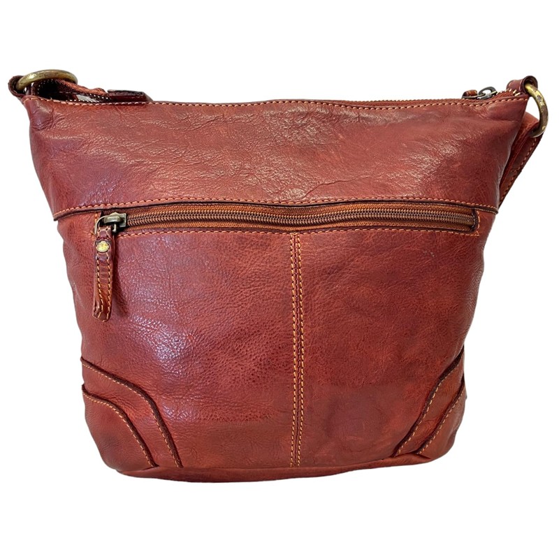 Rowallan Deep Tan Roxburgh Rustic Leather Shoulder Bucket Crossbody Small