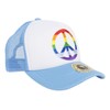 Trucker Foam Peace Sign Rainbow Mesh Snapback - Light Blue