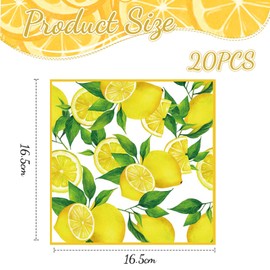 GlamRays Pack of 20 Napkins Lemon, Lemon Motif Napkins for Decoration, Lemon Napkins Decoration for Birthdays, Parties, Weddings, Communion and Celebrations