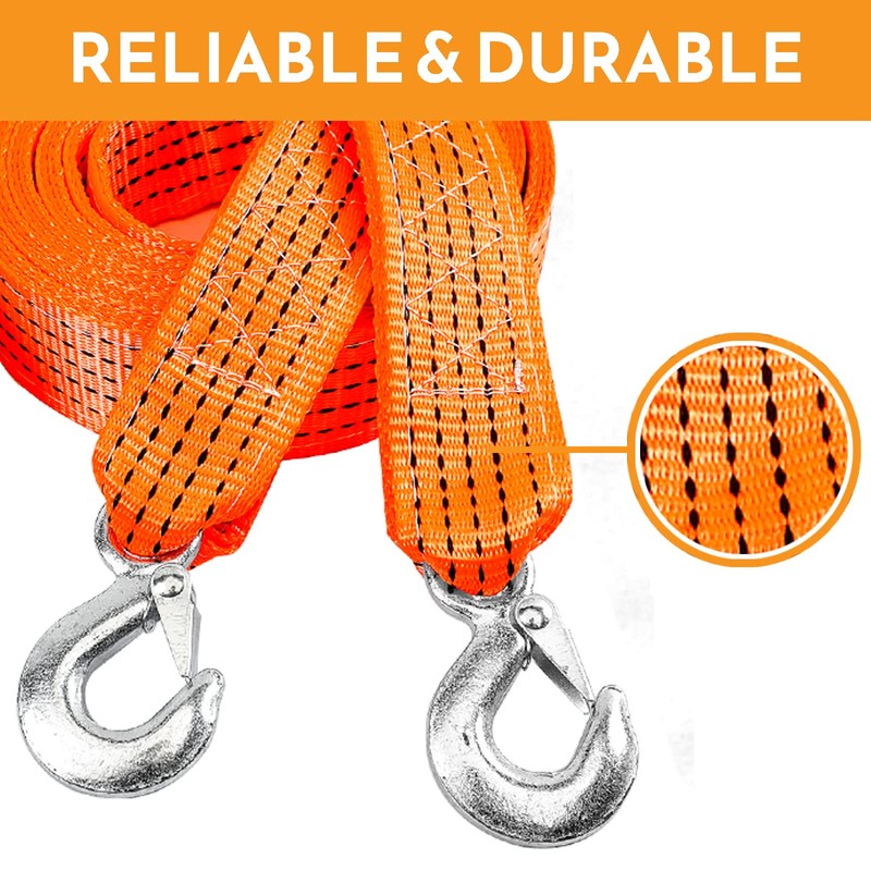 Xtremeauto Heavy Duty Tow Rope Straps With Steel Hooks Car