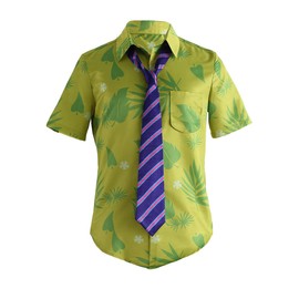 OURCOSPLAY Green Printed T-Shirt and Purple Tie Nick Wilde Cosplay Costume (Medium)