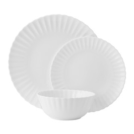 Mikasa Isadora Scalloped Bone China Lightweight Chip Resistant 12 Piece Dinnerware Set, Service for 4