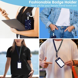 Cotsena Lanyards for ID Badges Retractable Cartoon Space Astronaut Retractable Badge Holder Removable Lanyard Keychain Vertical ID Protective Holder for Nurse Teacher Student Office