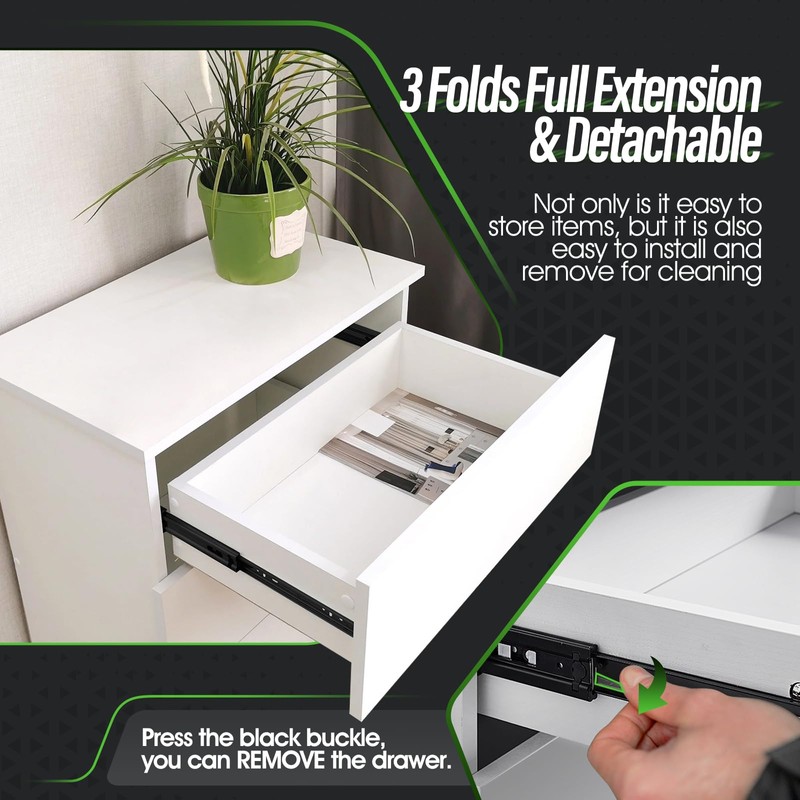 1 Pair Full Extension Ball Bearing Drawer Slides 8 10