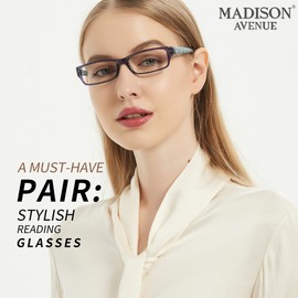 Madison Avenue 4 Pack Multicolor Blue Light Blocking Reading Glasses for Women Spring Hinge +2.25