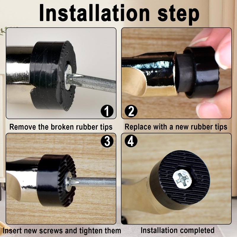 6 Pcs Door Stopper Rubber Tip Replacement - Heavy Duty