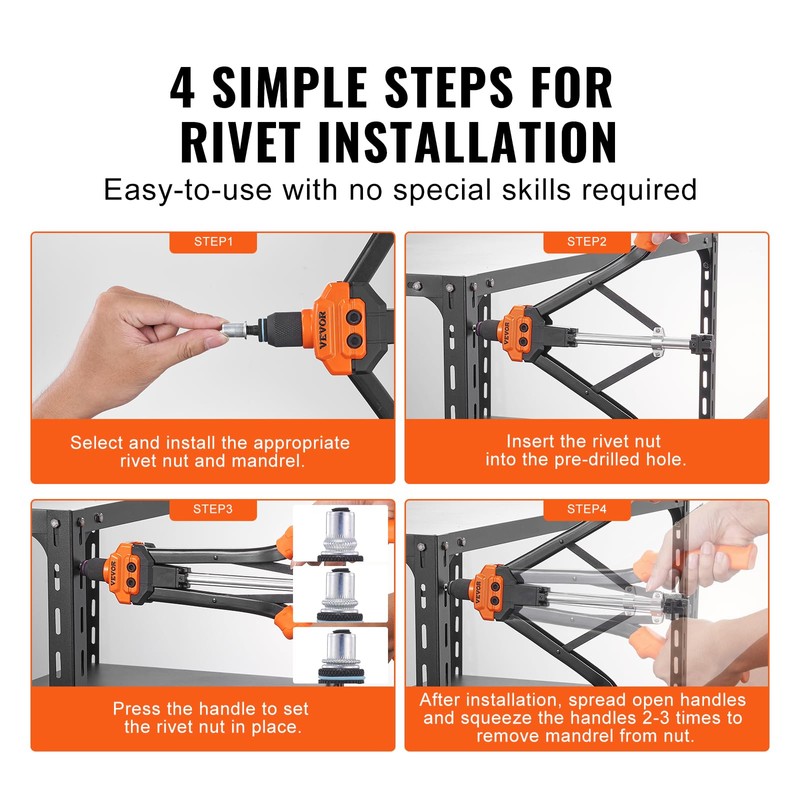 VEVOR Rivet Nut Tool, 16 inch Rivnut Tool Kit with
