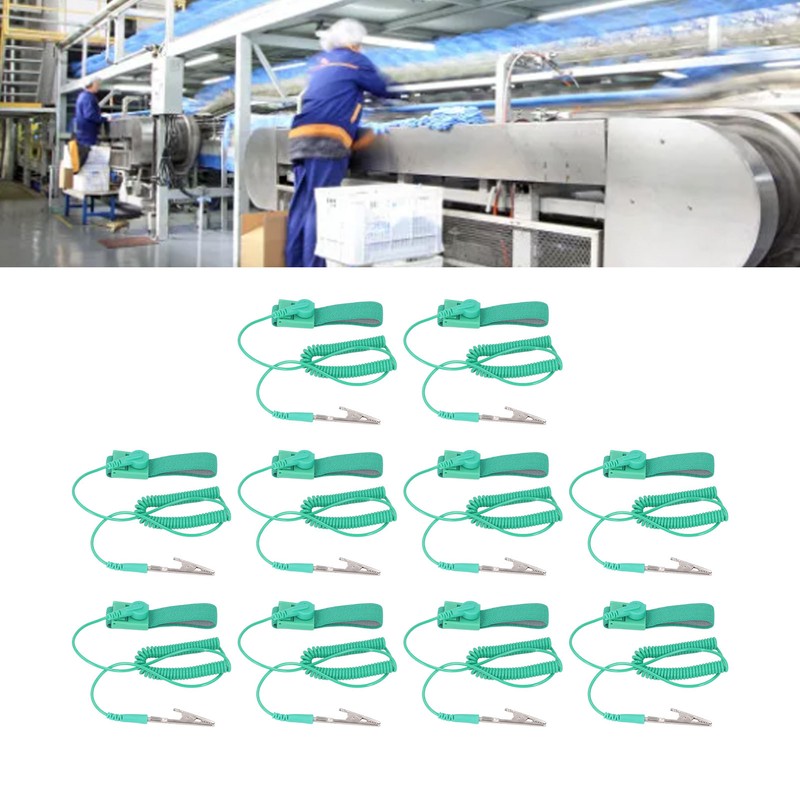 10Pcs Anti Static Wrist Strap PU Adjustable 1MΩ Resistor Long
