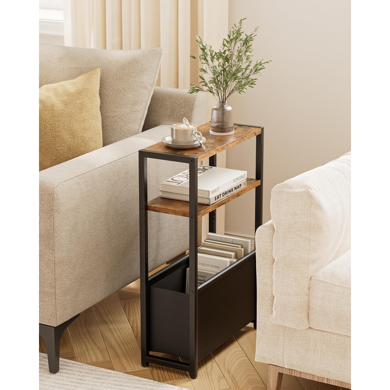 Apetaccat Narrow Side Table End Table, 3-Tier Side Table with