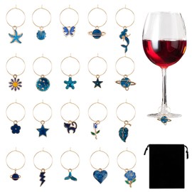 Wine Glass Charms Classy Wine Charms for Stem Glasses 20 Pcs Wines Glass Markers Charmes with Gold Rings Drink Charm for Glasses Wines Charm Glasss Tags Identifiers Christmas Wedding Party Favors Decorations