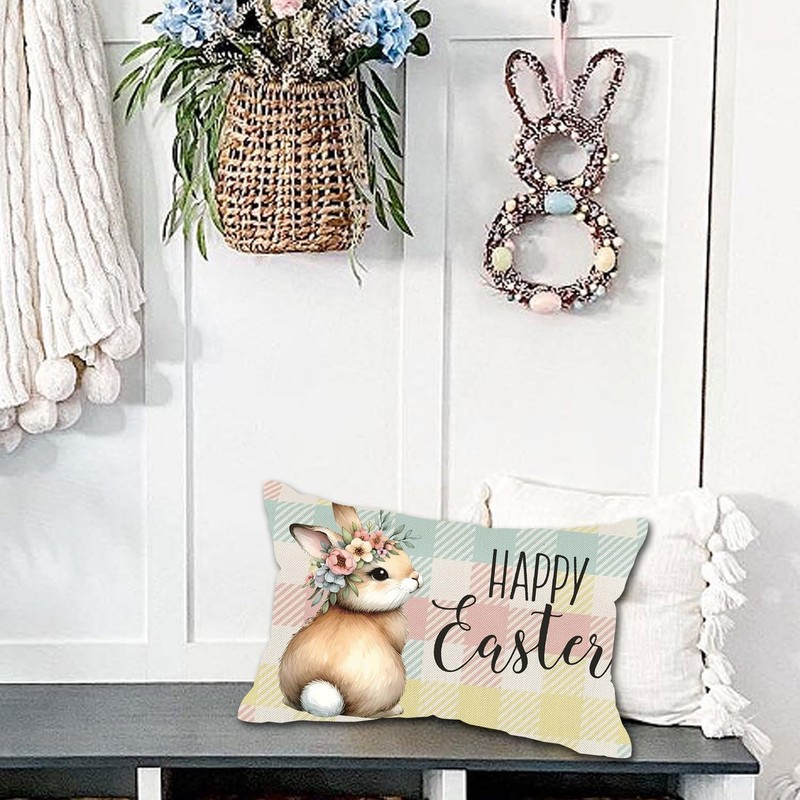 YIRHYZC Easter Pillow Covers 12x20, Bunny Decorative Throw Pillow Covers,