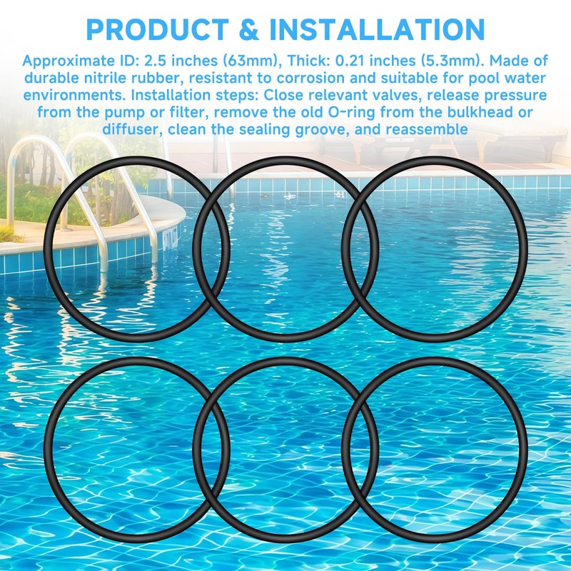 Cutetool(6PCS) SX220Z2 Bulkhead O-Ring Compatible with Hayward Max-Flo II, Max-Flo
