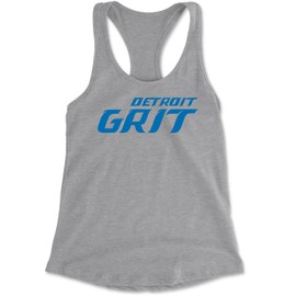 Racerback Detroit Grit Football Small Heather Grey Ladies Tank Top