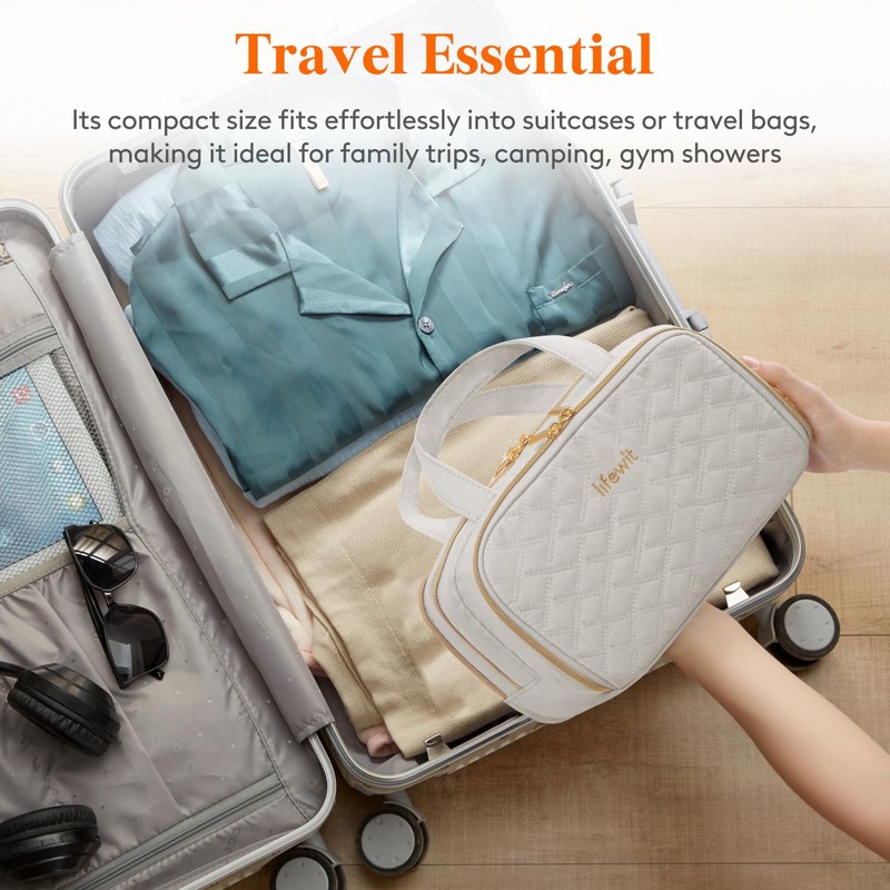 Lifewit Travel Toiletry Bag with Handle, Large Wide-Open Makeup Cosmetic