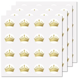 CREATCABIN 128Pcs Crown Stickers Crown Decal Self-Adhesive Waterproof Planner Sticker Round Bulk Gold Stickers for Crafts Water Bottles Laptop Luggage Cup Computer Mobile Phone Skateboard 2.5x2.5cm