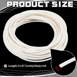 BENECREAT 21.8 Yards Upholstery Firm Plastic Foam Welt Cord Piping, 6mm White PVC Plastic Solid Piping Cord for Sofa, Chair, Table Runner, Mattress, Curtain Decoration