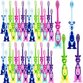 Medanera 120 Pcs Kids Toothbrushes Bulk Cute Little Kangaroo Toothbrush with Cover Suction Cup Individually Wrapped Kangaroo Animal Toothbrush for Children Home School Camp Daycare Travel