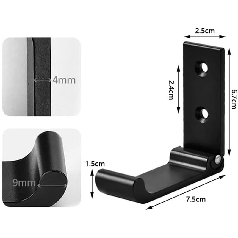 BetterJonny 折りたたみ式コートフック 6個 高耐久 折りたたみ式フック 壁マウント アルミニウム合金 壁ハンガー フック 壁フック