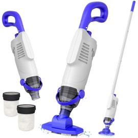 Cordless Pool Vacuum for Above Ground Pool, 60W Rechargeable Handheld Pool Vacuum Cleaner with Pole & 18GPM Suction, Spa Vacuum for Hot Tub, Above Ground/Inground Pools