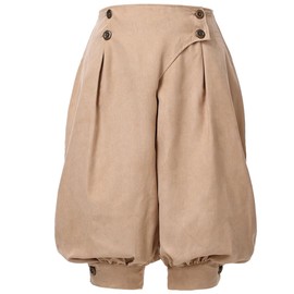 GRACEART Women's Renaissance Pants Pirate Pant Suede High Waist Double Breasted Medieval Pants, Black, Large