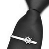 Asienice Skinny Nautical Tie Clip for Mens Silver Rudder Tie