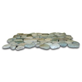 Sea Green Pebble Tile - Mesh Backed River Rock Tiles - 12x12 Sheet - Natural Stone Flooring for Shower, Bathroom, and More