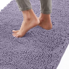 GORILLA GRIP GORILLA GRIP Bath Rug Mat 60x24 Thick Soft Absorbent Chenille, Quick Dry Microfiber Mats, Rubber Backing Machine Washable Shower Floor Rugs, Bathmat Runner Bathroom Home Decor Accessories Light Purple