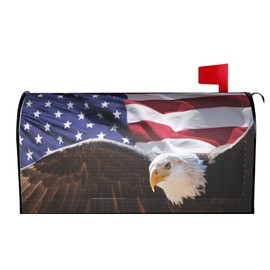 Duduho Bald Eagle USA Flag Patriotic Mailbox Cover Magnetic Mailbox Wraps Post Box Cover Décor 21x18 in
