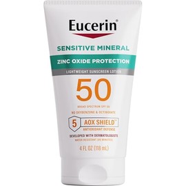 Eucerin Sun Sensitive Mineral Sunscreen Lotion SPF 50 with Zinc Oxide Protection, Hypoallergenic Sunscreen for Sensitive Skin, Oxybenzone and Octinoxa