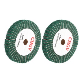 uxcell 2pcs 150mm x 25mm 180 Grit Non-Woven Polishing Burnishing Wheel Abrasive Cloth Nylon Wire Drawing Flap Wheel for Stainless Steel Metal Green