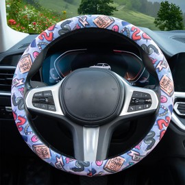 Pop Singer Tags Steering Wheel Cover Auto Steering Wheel Protector, Anti-Slip, Breathable, Absorbing Sweat, Universal Car Accessories 14.5–15 inch