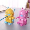 .Robot Pencil Sharpener, Manual Hand Cranking Pencil Sharpener with Cartoon
