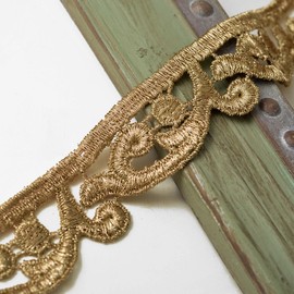 1-1/4 Inch Metallic Lace Trim for Bridal, Costume or Jewelry, Crafts and Sewing by 1 Yard, Rose Gold, TR-11131