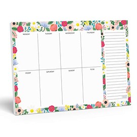 Notepad. Floral Weekly Planner Notepad with Daily Planner Agenda Squares. 7x10" Day Planner 2020-2021 - Student Planner, Work Planner and Checklist Pad