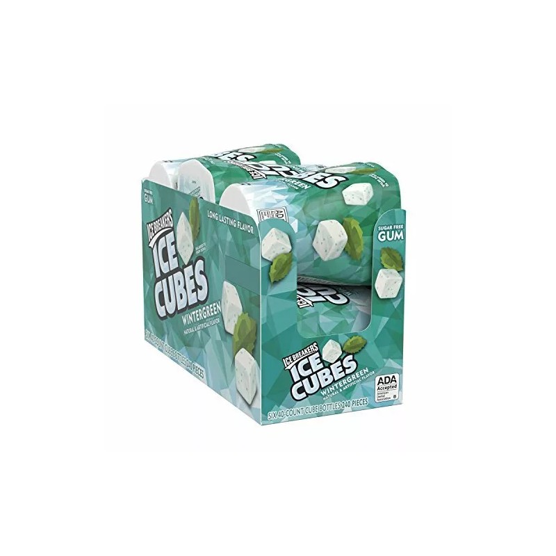 Ice Breakers Ice Cubes Sugar Free Gum Xylitol, Wintergreen, 40