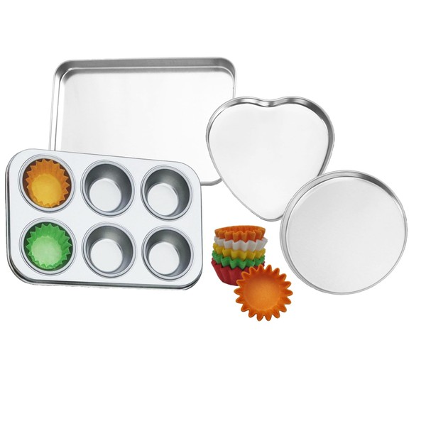 Quadrapoint Deluxe Pan Set Compatible with Easy Bake Oven Includes Cupcake, Rectangular, Round and Heart Pans