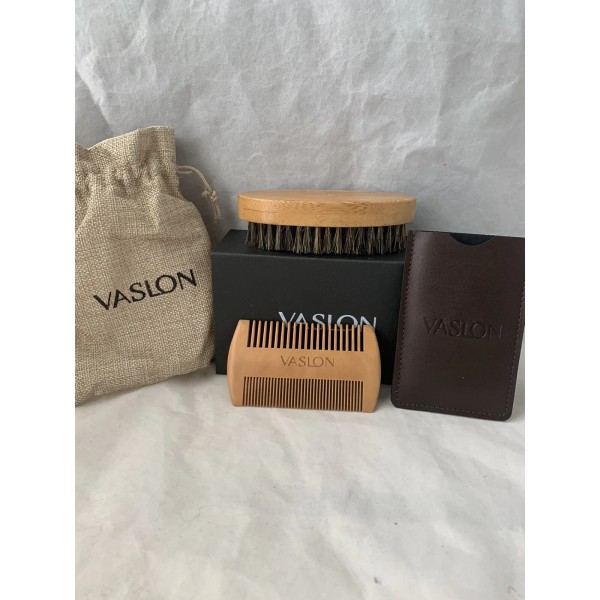 Vaslon Beard Brush and Comb set Boar Bristle Hair Beard