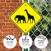 Zoo Animals Crossing with Elephant and Giraffe Graphic Sign, 12x12