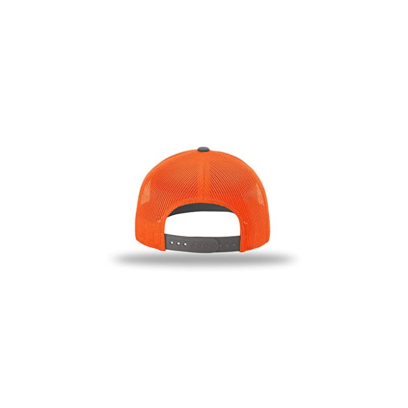 RICHARDSON 112 Trucker OSFA Baseball Hat Ball Cap, Charcoal/Neon Orange