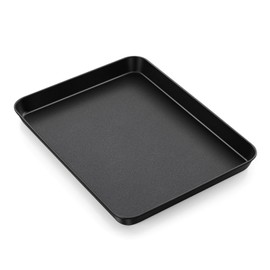 P&P CHEF 12.4 Inch Toaster Oven Tray, Nonstick Toaster Oven Pan, Carbon Steel Small Baking Cookie Sheet, Sturdy & Easy to Clean, Rectangular, Black